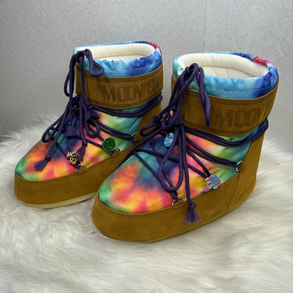 Palm Angel Icon Low Tie Dye Suede Moon Boot - Picture 1 of 10